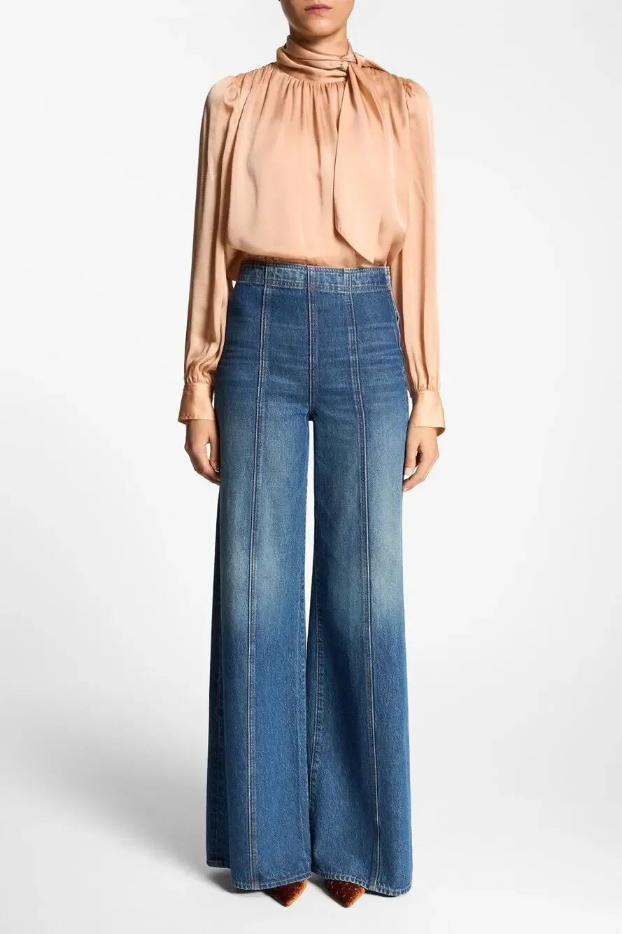 NWT Ulla Johnson Bianca Wide Leg Jeans Danube Wash High Rise Size 26